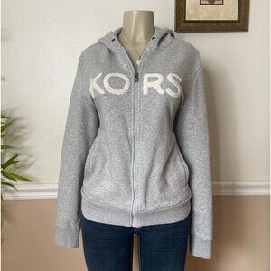 Michael Kors Unisex Logo Cotton Blend Zip-Up Hoodie Sweater